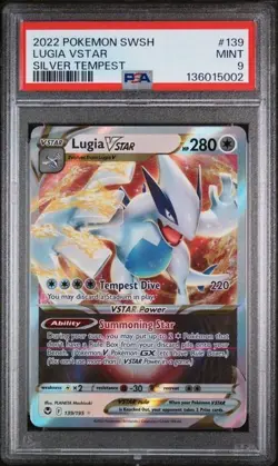 2022 LUGIA VSTAR #139 POKEMON SILVER TEMPEST ULTRA RARE PSA 9 MINT - Image 1