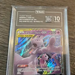 TAG 10 GEM MINT JAPANESE POKEMON 2019 MEWTWO & MEW GX 052/173 ALL STARS SM12a - Image 2