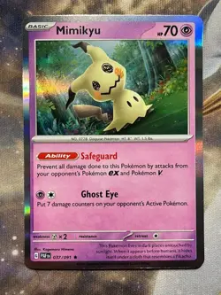 Pokemon TCG Mimikyu 037/091 Paldean Fates Holo Rare - Image 1