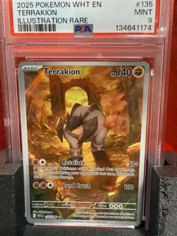 2025 Pokemon White Flare Terrakion #135 Illustration Rare PSA 9 - Image 1
