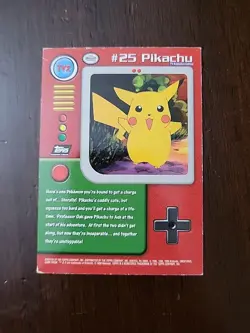 DMG! Pikachu TV2 #25 Topps Series 1 - Textured FOIL Black Logo Pokemon TCG - Image 4