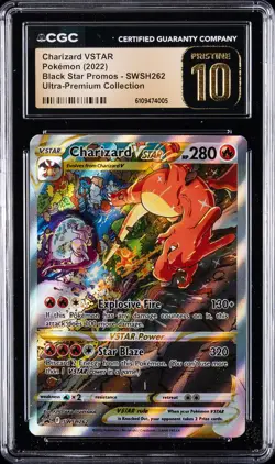 2022 POKEMON BLACK STAR PROMOS ULTRA- PREM COLL CHARIZARD VSTAR CGC 10 PERFECT - Image 1