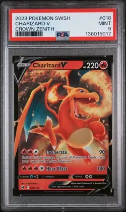 2023 Pokemon SWSH CHARIZARD V Crown Zenith 018/159 MINT PSA 9 - Image 1