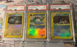 2003 Pokemon Skyridge Burried Fossil, Omanyte, & Omastar Rev Holo PSA 9 Set of 3 - Image 1