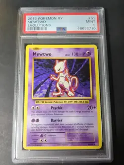 2016 POKEMON XY EVOLUTIONS 51/108 MEWTWO RARE NON HOLO - PSA 9 - Image 1