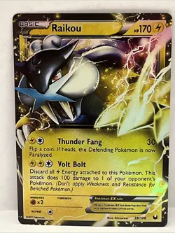 Pokemon Raikou EX Ultra Rare 38/108 Dark Explorers Holo 170HP Card Stock - Image 1