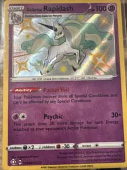 Pokemon Card - Galarian Rapidash Shining Fates Shiny Vault SV048/SV122 Holo - Image 1