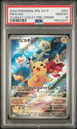 PSA 10 GEM MINT Pikachu 001/SV-P Scarlet & Violet Promo Japanese Pokemon Card - Image 1
