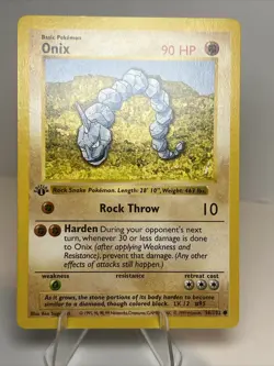 LP Onix Shadowless 1st Edition 56/102 Non-Holo Base Set AUTHENTIC Pokemon Card - Image 1