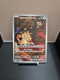 Team Rockets Meowth 203/182 SV10 Destined Rivals Illustrated Card Mint Condition - Image 1
