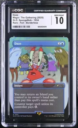 Daze 1934 Foil Borderless Secret Lair X SpongeBob MTG CGC Gem Mint 10 - Image 1