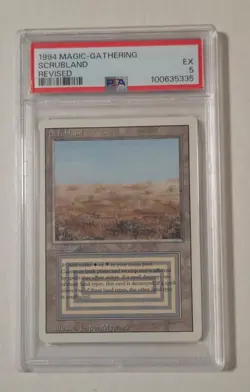 MTG Revised Rare Dual Land SCRUBLAND 1994 Magic the Gathering PSA 5 EX - Image 1