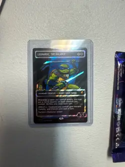 MTG Leonardo, the Balance 0083 Borderless Surge Pixel Foil TMT TMNT in Hand - Image 1