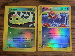 Pokemon Base Set Expedition Reverse Holos #96/165 & 128/165 Caterpie & Magikarp - Image 1