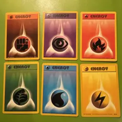 6 BASE SET UNLIMITED ENERGY CARDS (FIRE,GRASS,WATER,PSYCHIC,ext) POKEMON TCG - Image 1