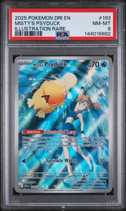 2025 POKEMON DRI EN-DESTINED RIVALS ILLUSTRATION RARE #193 MISTY'S PSYDUCK PSA 8 - Image 1