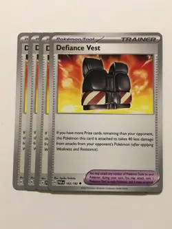 Pokemon Card Paradox Rift 4x Playset Defiance Vest 162/182 NM - Image 1