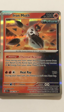 Pokemon Card Paradox Rift Holographic Iron Moth 028/182 NM - Image 1