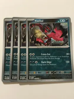 Pokemon Card Paradox Rift 4x Playset Reverse Holographic Yveltal 118/182 NM - Image 1