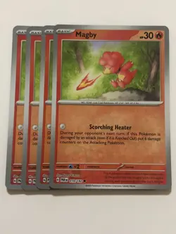 Pokemon Card Paradox Rift 4x Playset Reverse Holographic Magby 019/182 Near Mint - Image 1