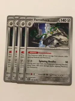 Pokemon Card Paradox Rift 4x Playset Ferrothorn 128/182 NM - Image 1