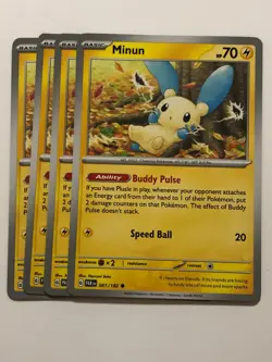 Pokemon Card Paradox Rift 4x Playset Minun 061/182 NM - Image 1