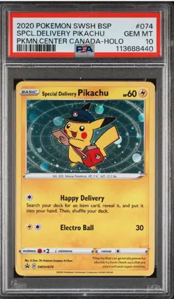 PSA 10 GEM MINT Special Delivery Pikachu Pokemon Black Star Promo #074 - Image 1