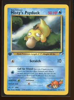 Misty's Psyduck Uncommon Ex/NM 54/132 Gym Heroes 1st Edition Pokemon - Image 1