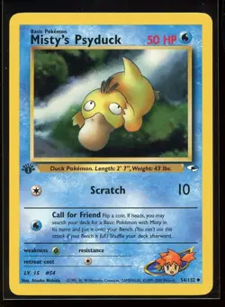 Misty's Psyduck Uncommon Ex/NM 54/132 Gym Heroes 1st Edition Pokemon - Image 3
