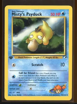 Misty's Psyduck Uncommon Ex/NM 54/132 Gym Heroes 1st Edition Pokemon - Image 5