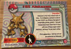 1999 Topps Pokemon Series 1 TV Animation Edition Foil #65 Alakazam Near Mint - Image 2