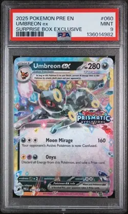 2025 POKEMON UMBREON EX SURPRISE BOX EXCLUSIVE GRADED PSA9 #060 STAMPED HOLO - Image 1