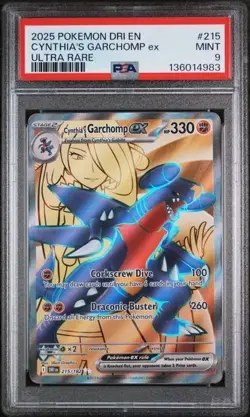 2025 POKEMON SVP EN-SV BLACK STAR PROMO #215 CYNTHIA'S GARCHOMP EX PSA 9 - Image 1