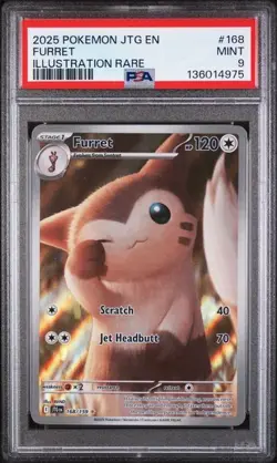 2025 POKEMON JTG EN-JOURNEY TOGETHER ILLUSTRATION RARE #168 FURRET PSA 9 - Image 1
