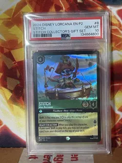 2024 DISNEY LORCANA EN P2-PROMO #8 STITCH - ALIEN BUCCANEER PSA 10 - Image 1