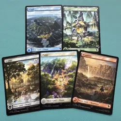 MTG Final Fantasy Chocobo Track Stamped Foil Lands Set Of 5 Cards - Image 1