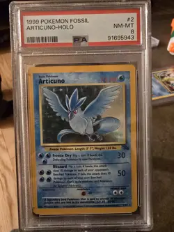 Pokemon Articuno Holo Fossil 2/62 1999 PSA 8 Graded Card - Image 1