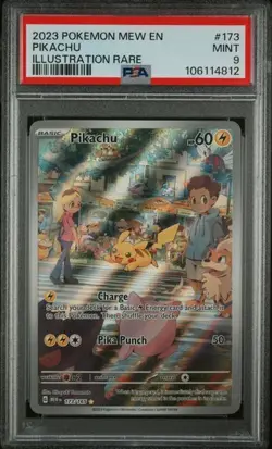 Pokemon Pikachu 173/165 Illustration Rare IR Scarlet & Violet 151 PSA 9 Mint Alt - Image 1