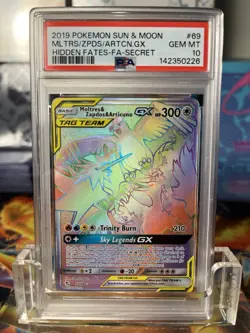 Pokemon PSA 10 Moltres And Zapdos And Articuno Rainbow Rare Hidden Fates 69/68 - Image 1