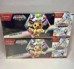 Sam’s Club Pokemon Prismatic Evolutions 2 Surprise Box’s & 2 Booster Bundles Lot - Image 1