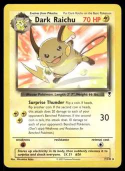 Pokemon Tcg Dark Raichu #7 Pokemon Legendary Collection MP - Image 1