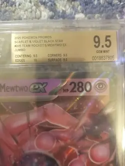 POKEMON TEAM ROCKET'S MEWTWO EX JUMBO BGS 9.5 GEM MINT #205 PSA 10 CGC OVERSIZED - Image 2