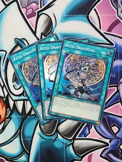 YU-GI-OH JUSH-EN008 Ketu Dracotail x3 Super Rare 1st Ed Playset - Image 1
