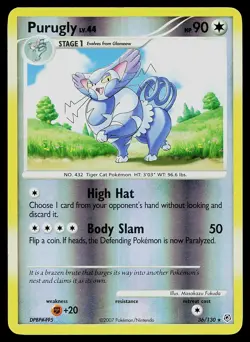 Pokemon Card - Purugly Diamond and Pearl 36/130 Rare Reverse Holo - Image 1