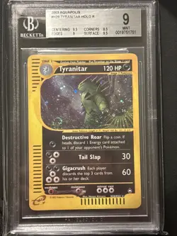 Tyranitar Aquapolis Holo Swirl BGS 9 Mint H28 Pokemon Vintage - Image 1