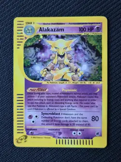 Pokemon Card Alakazam Holo 1/165 Expedition Base Set Vintage 2002 Card LP+ - Image 1