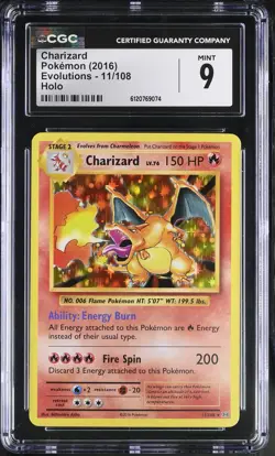 CGC 9 Charizard 11/108 Holo XY Evolutions Pokemon Card - Image 1