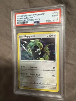 2020 Pokemon TCG SWSH029 Rayquaza Holo Black Star Promo PSA 9 Mint - Image 1