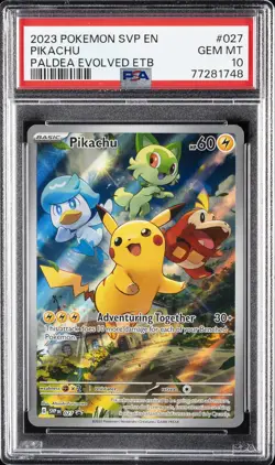 2023 POKEMON SVP EN-SV BLACK STAR PROMO #027 PIKACHU PSA 10 - Image 1