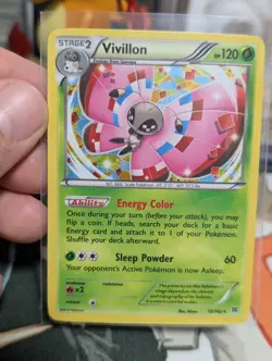 2015 Pokemon XY Breakthrough Cosmos Holo Promo Vivillon #15 With Miscut Edges - Image 1